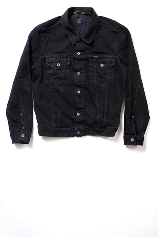 GD211 SLIM TRUCKER JACKET | Washed 14 Oz Denim - Total Black