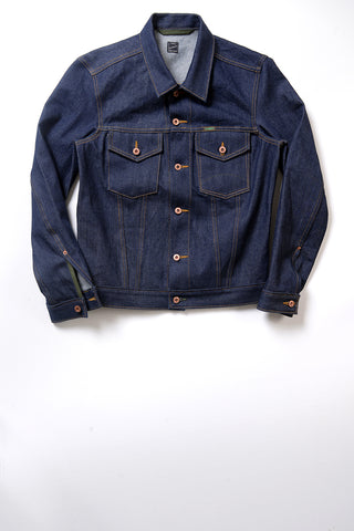 GD211 SLIM TRUCKER JACKET | Raw 14 Oz Denim - Vivid Indigo