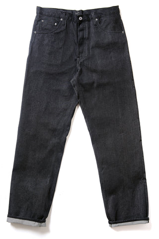 GD113 RELAXED WIDE LEG | Raw 13 Oz Selvedge Denim - Ash Black