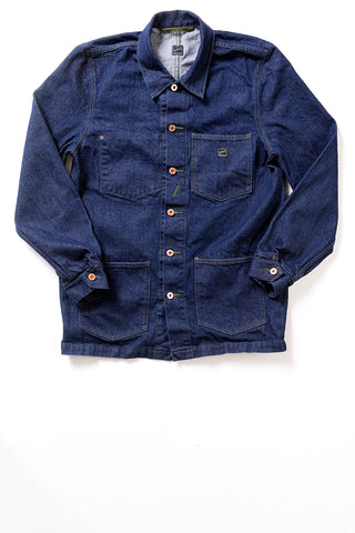 GD213 CHORE COAT | Washed 14 Oz Denim - Vivid Indigo