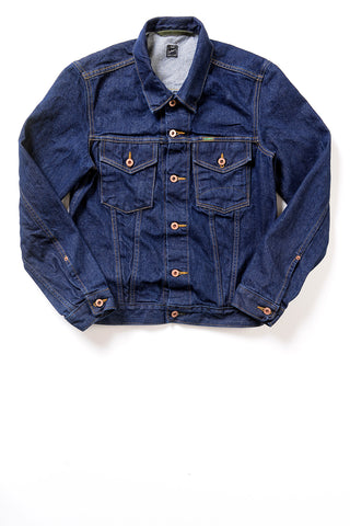 GD211 SLIM TRUCKER JACKET | Washed 14 Oz Denim - Vivid Indigo