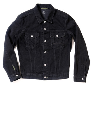 GD211 SLIM TRUCKER JACKET | Washed 12 Oz Denim - Total Black