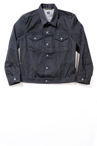 GD211 SLIM TRUCKER JACKET | Raw 13 Oz Selvedge Denim - Ash Black