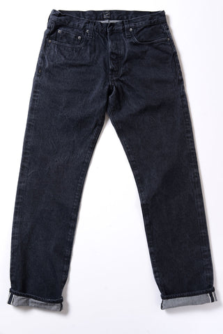 GD111 SLIM STRAIGHT | Washed 13 Oz Selvedge Denim - Ash Black